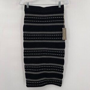 Eva Mendes New York & Company Pencil Midi Skirt Women's Black/White Slit XS NWT